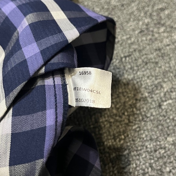Peter Millar Mens XL Purple Plaid Button Shirt Long‎ Sleeve Cotton Silk Blend - Picture 5 of 8